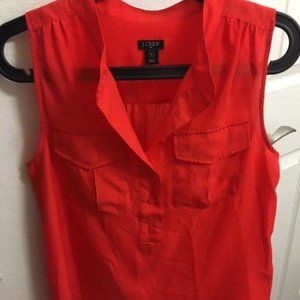 Women's J. Crew Red Sleeveless Blouse Size 4